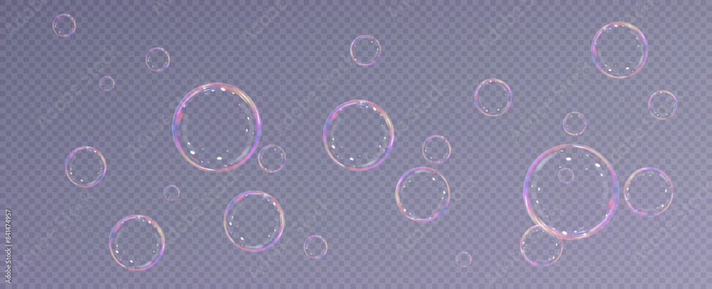 Realistic soap bubbles.Flying bubbles on a transparent background. Realistic soap bubbles.Flying bubbles on a transparent background.
