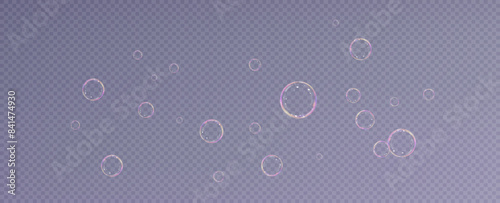Realistic soap bubbles.Flying bubbles on a transparent background.	