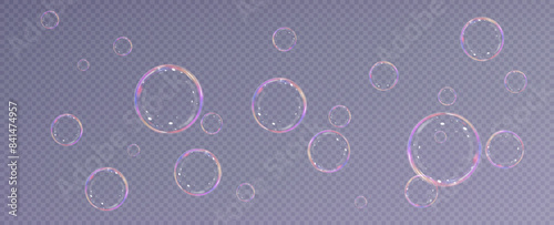 Realistic soap bubbles.Flying bubbles on a transparent background.	