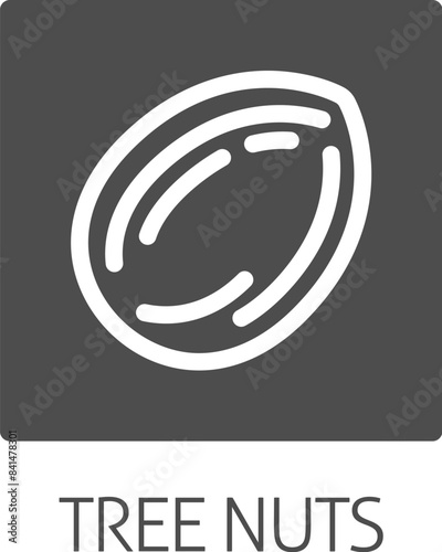 A tree nut such as an almond food stylised icon concept. Possibly an icon for the allergen or allergy.