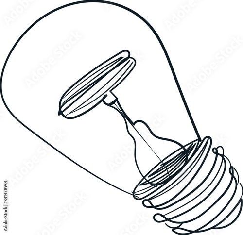 Vintage hand drawn sketch of one line art light bulb