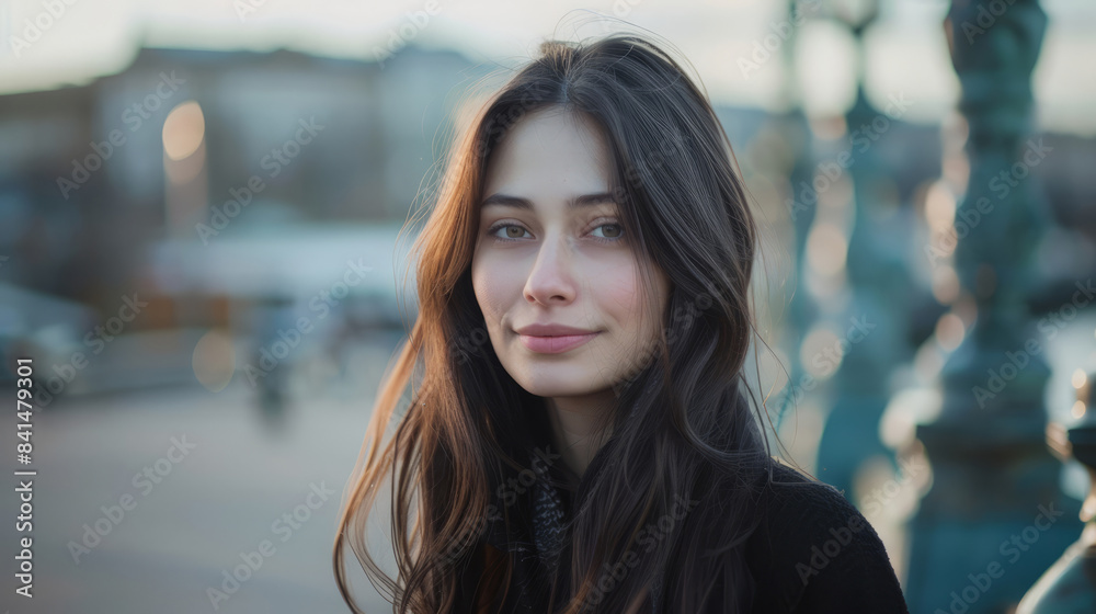 Portrait of beautiful young woman standing outdoors in city Portrait of beautiful young woman standing outdoors in city