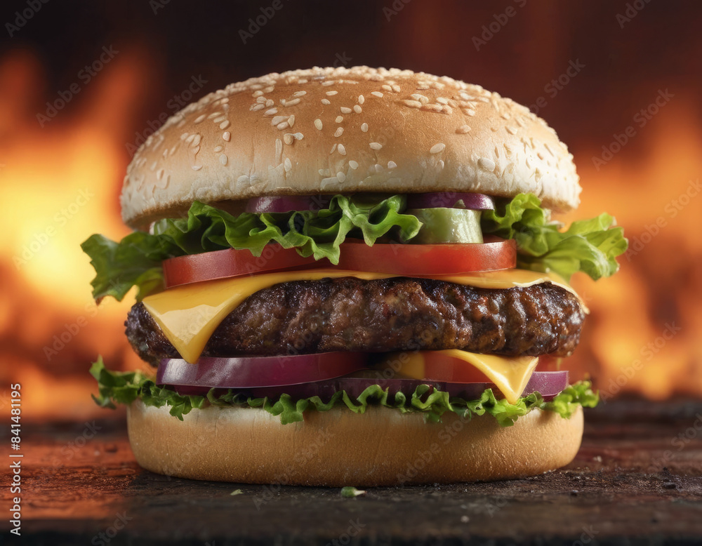 Un hamburger con patty di manzo wagyu, funghi shiitake e salsa teriyaki.
Un hamburger con patty di manzo wagyu, funghi shiitake e salsa teriyaki.