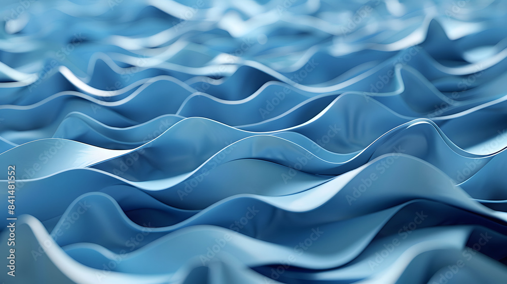3d render of blue paper waves. close up. abstract background 3d render of blue paper waves. close up. abstract background