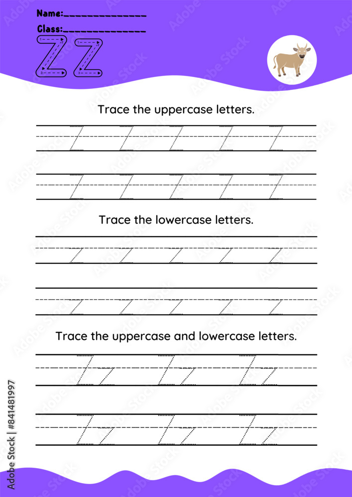 Fototapeta premium HAND DRAWN LETTER TRACING PRACTICE A-Z