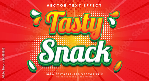 Tasty Snack 3D editable text effect Template suitable for food product