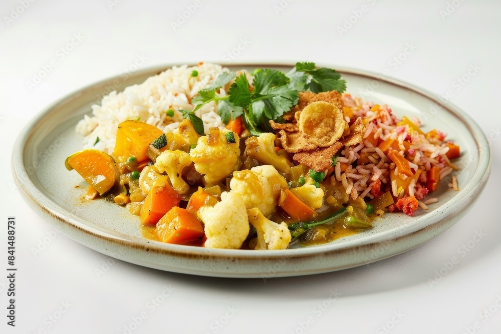 Colorful Balinese Vegetable Curry and Fried Rice with Patty Pan Squash Colorful Balinese Vegetable Curry and Fried Rice with Patty Pan Squash