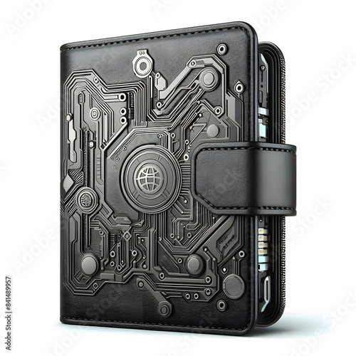 Revolutionary Smart Wallet, High-Tech Convenience and Sleek Design on White Background, Innovative Wallet, Smart Technology