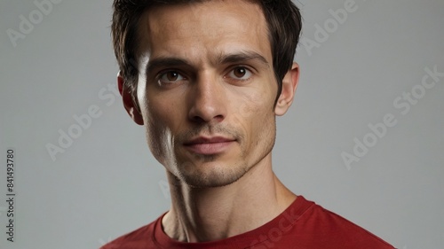 Young skinny man on white background. Anorexia concept