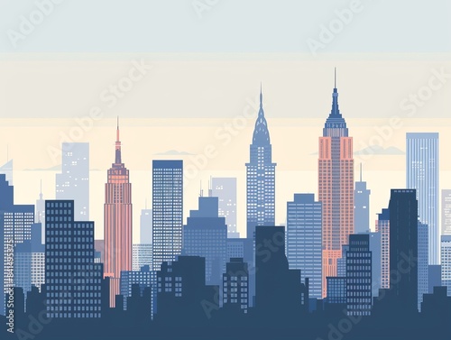 illustration of a big city skyline in flat design