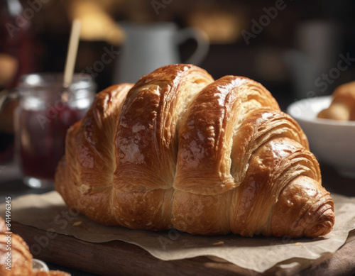 Un croissant con una texture friabile e un sapore ricco di burro.
 photo