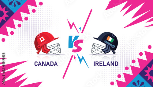 Canada vs Ireland match Illustration. CAN vs IRE vector illustration for international cricket match tournaments. IRE vs CAN. Vector EPS format