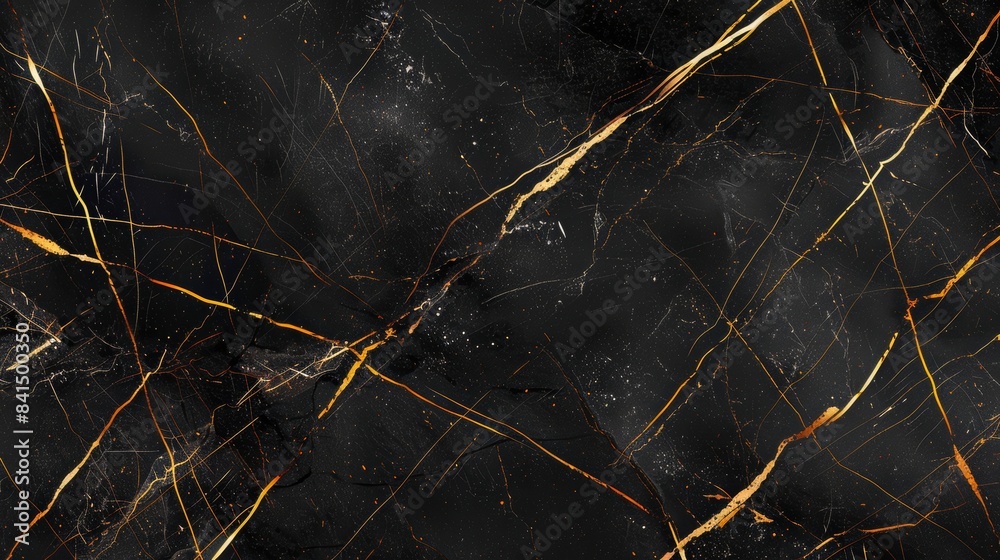 Elegant black marble texture with gold and orange veins Elegant black marble texture with gold and orange veins