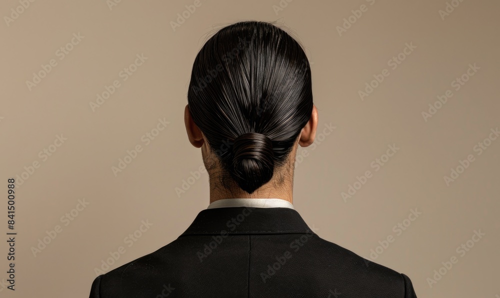 A man with chestnut brown hair on neutral background, back view A man with chestnut brown hair on neutral background, back view