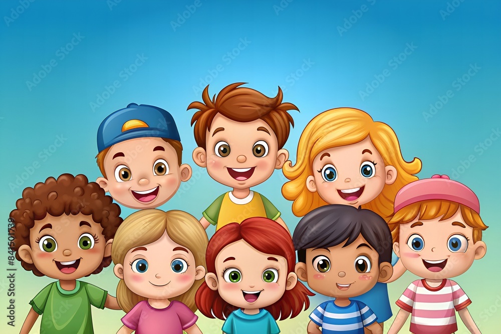 A Group Of Happy Children Of Different Ethnicities With Big Smiles On Their Faces A Group Of Happy Children Of Different Ethnicities With Big Smiles On Their Faces