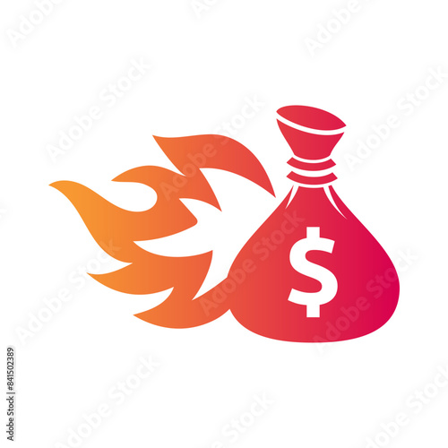 Money bag flat vector icon or logo with dollar logo, for business icon, and payment