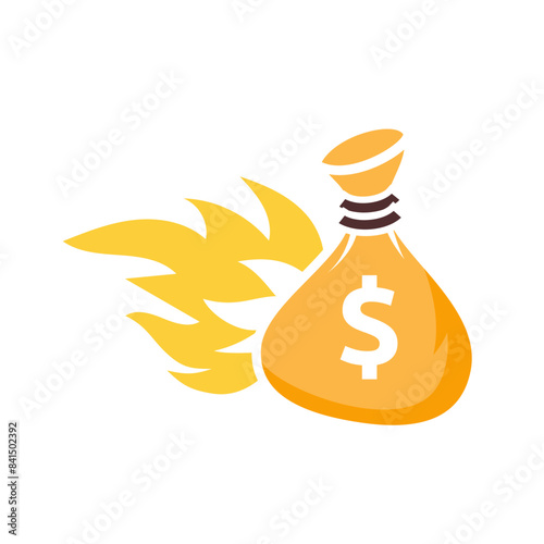 Money bag flat vector icon or logo with dollar logo, for business icon, and payment