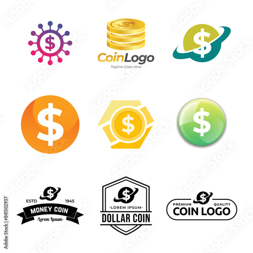 Coin Icon Logo Design Element Vector Illustration.