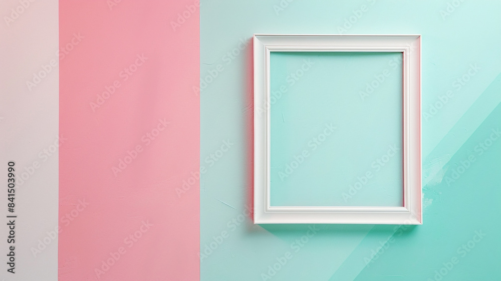 a white frame of a picture on pastel wall a white frame of a picture on pastel wall