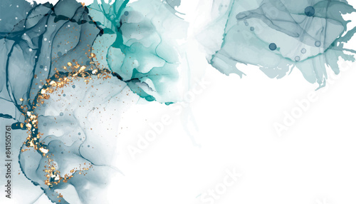 Natural deep green abstract watercolor art. Marbled Emerald Tender background. Marble texture, resin alcohol ink flow in vector.