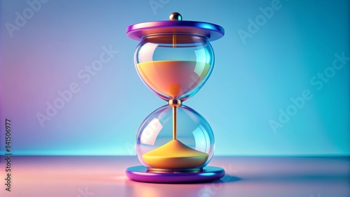 Colorful 3d illustration featuring a stopwatch with an hourglass, symbolizing urgent work, fast service, and effective time management, on a clean, minimalist background. photo