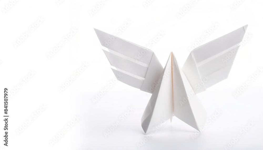 religion, spiritual, God, Jesus concept paper origami isolated on white background of an Angel with wings. simple starter craft for kids for weekend arts and crafts entertainment religion, spiritual, God, Jesus concept paper origami isolated on white background of an Angel with wings. simple starter craft for kids for weekend arts and crafts entertainment