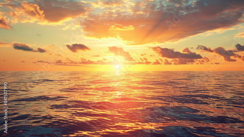 Majestic sunset over calm ocean with vibrant colors © standret