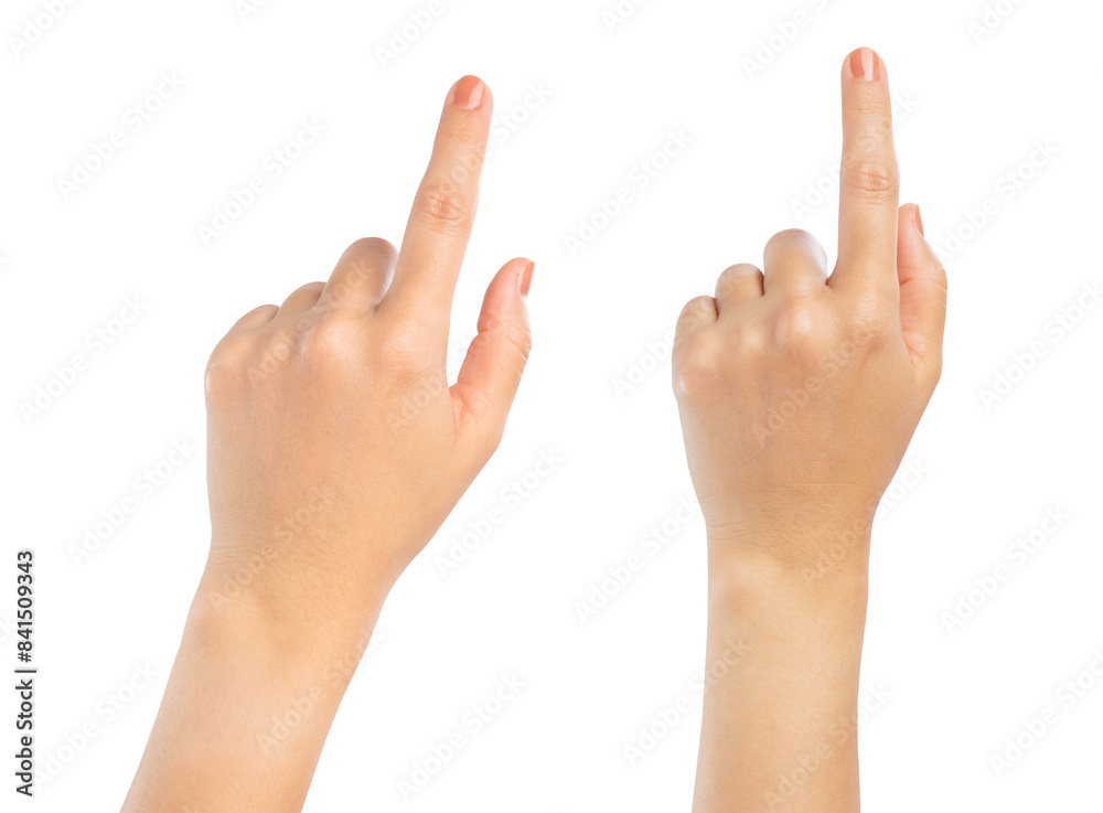 Female hand gesture isolated on white background, clipping path.