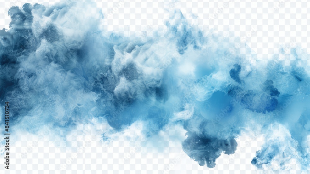 Exploding Border Blue A blue smoke explosion border isolated on transparent background AI ...