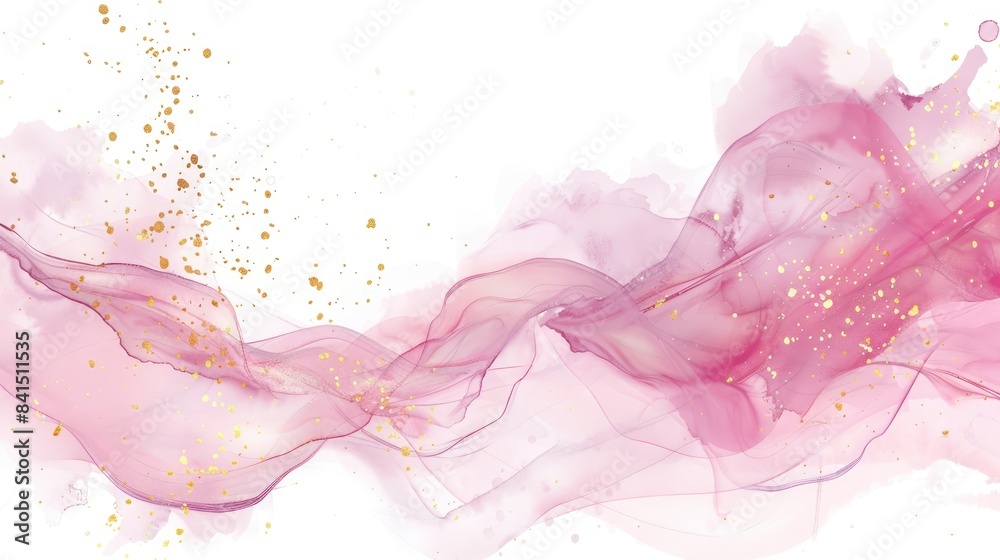 Fototapeta premium Watercolor and marbling effect banner featuring nice transparency and luxurious gold accents, perfect for elegant presentations.