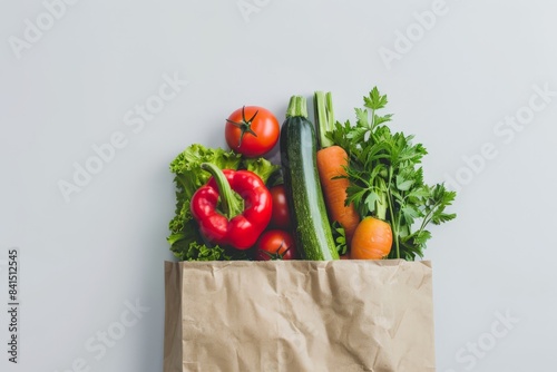 Overhead View of a Paper Bag Filled With Fresh Produce