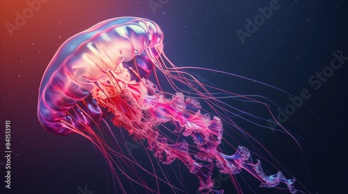 Jellyfish on Minimalist Gradient Background with Copy Space © Umut