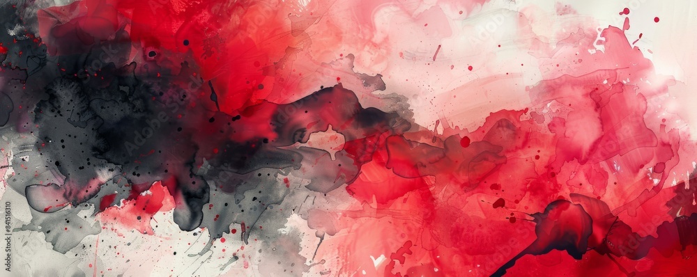 Abstract watercolor background with black, red, and white. Abstract watercolor background with black, red, and white.
