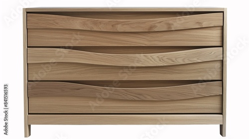 Modern wooden dresser with unique wave design, featuring four spacious drawers for ample storage. Perfect for contemporary home decor.