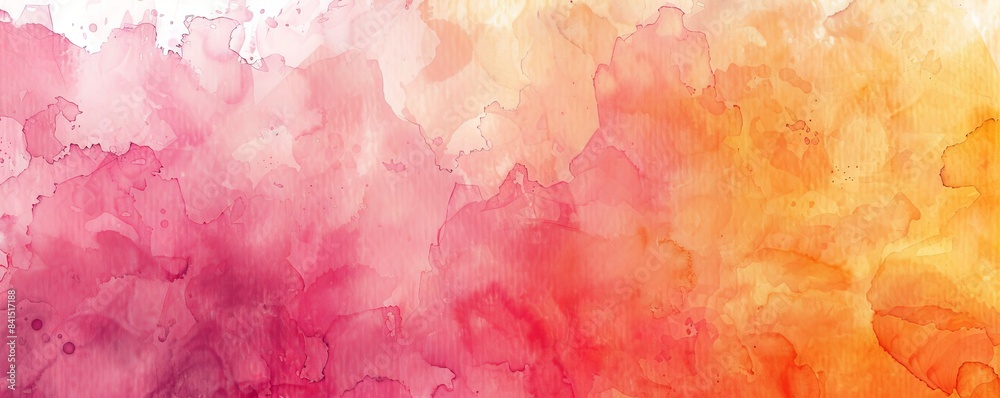 Fototapeta premium Abstract watercolor background with pink and orange hues.