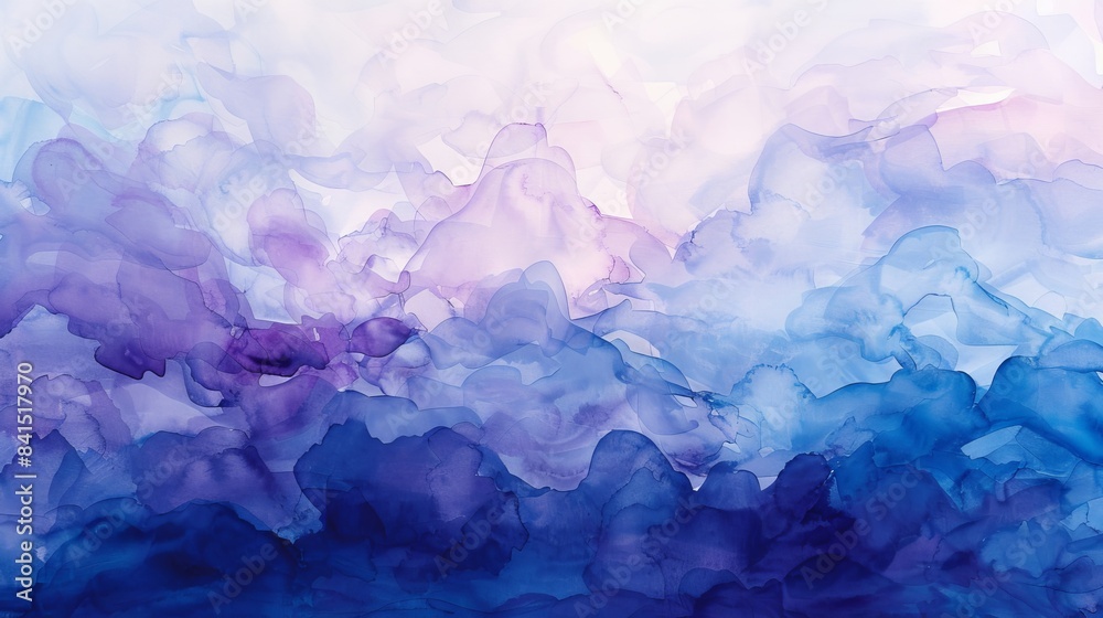 Abstract watercolor background with shades of purple and blue. The paint blends together to create a dreamy and ethereal effect. Abstract watercolor background with shades of purple and blue. The paint blends together to create a dreamy and ethereal effect.