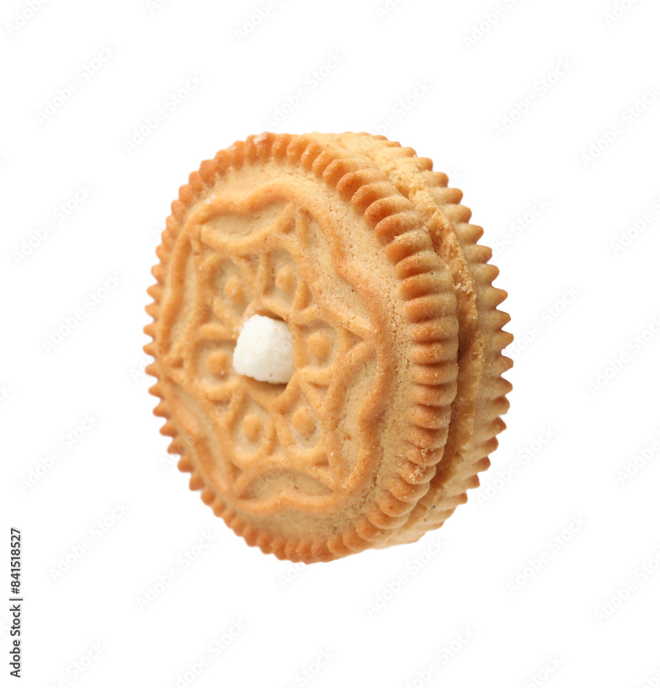 One tasty sandwich cookie isolated on white One tasty sandwich cookie isolated on white