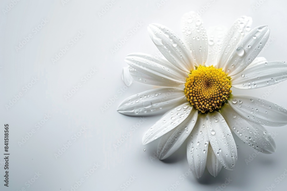 Obraz premium A close-up shot of a white flower with water droplets glistening on its petals