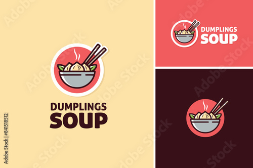 Dumpling Dimsum Soup. A dish with Bowl and Chopsticks for asian chinese korean japanese oriental cuisine restaurant.
