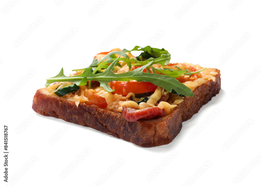 One tasty pizza toast isolated on white