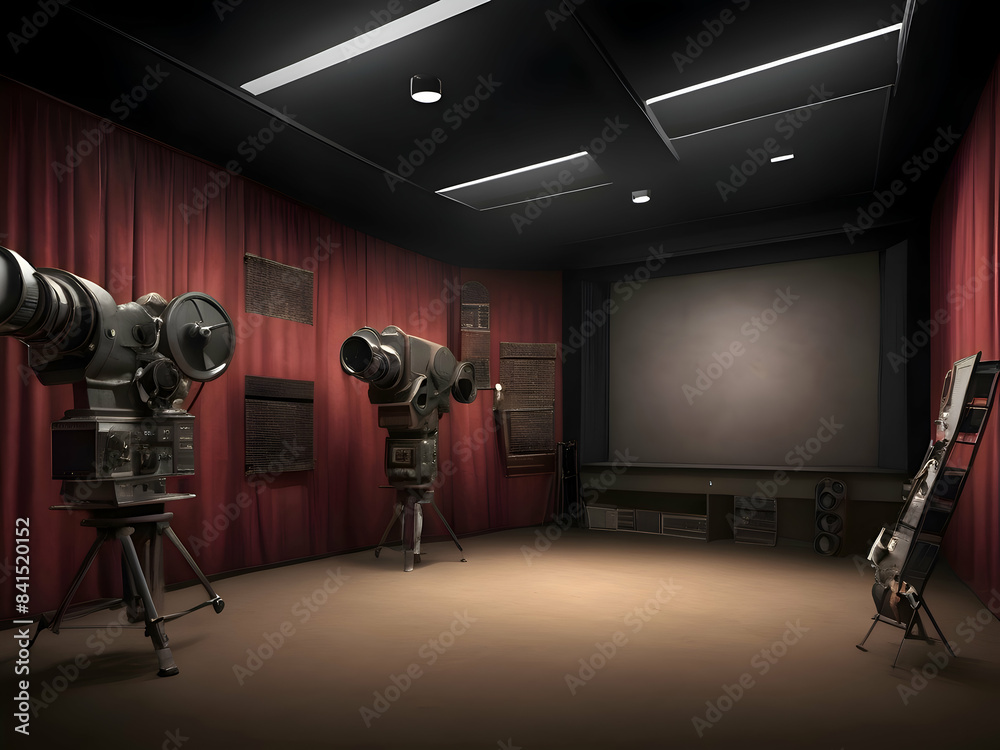 camera on stage , television, film, studio, lens, tv, movie, media ...