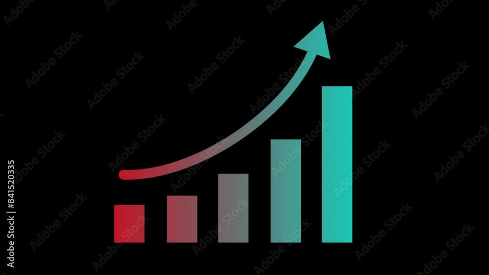 Cyan red gradient simple graph bar animation black background Cyan red gradient simple graph bar animation black background