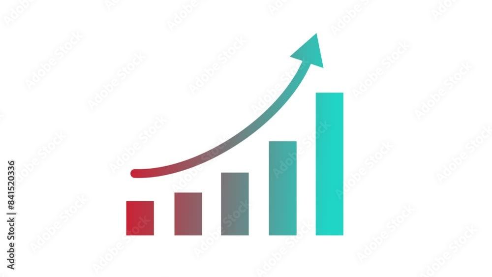 Cyan red gradient simple graph bar animation white background Cyan red gradient simple graph bar animation white background