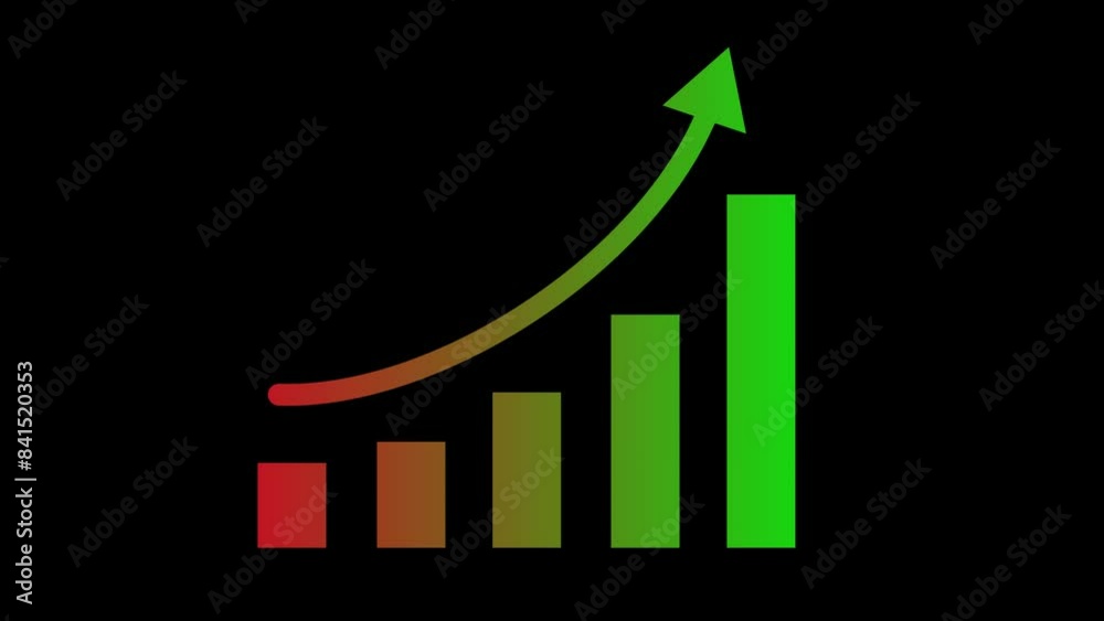 Green red gradient simple graph bar animation black background Green red gradient simple graph bar animation black background