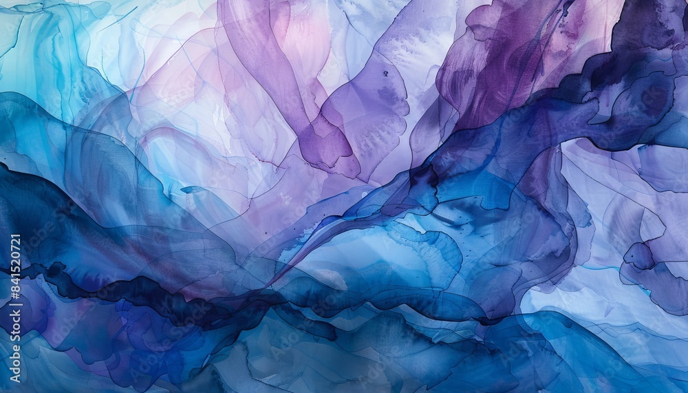 custom made wallpaper toronto digitalAbstract art with blue, purple and white colors, flowing like clouds.  Alcohol ink background.