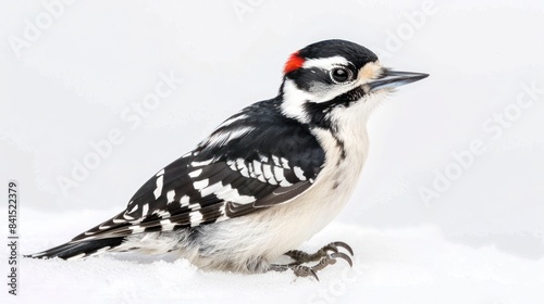 Wallpaper Mural Downy Woodpecker full body clearly photo on white background ,  Torontodigital.ca
