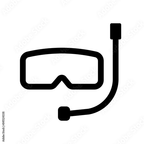 
Illustration depicting a black mask icon for scuba diving on a white background