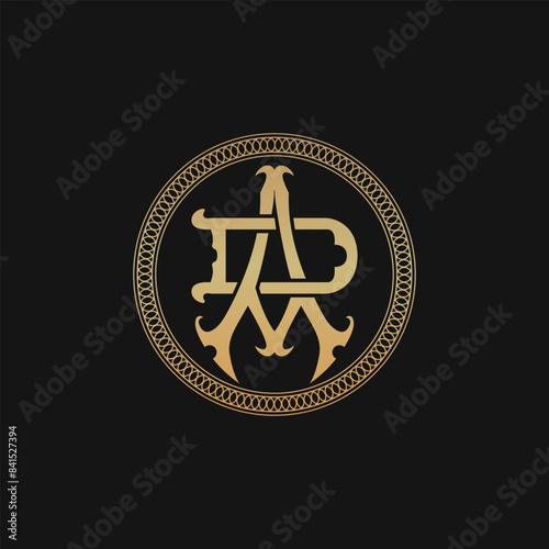 DA vintage gold monogram logo