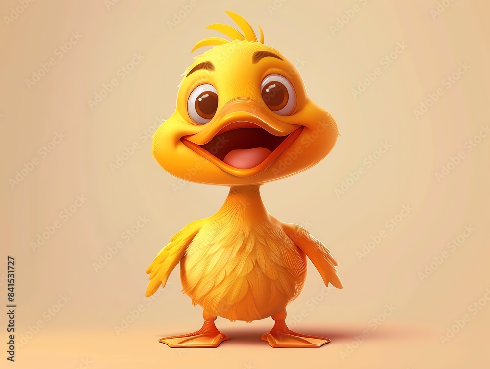 Friendly cartoon duck with a bright bill and happy expression, vibrant colors and playful style Friendly cartoon duck with a bright bill and happy expression, vibrant colors and playful style
