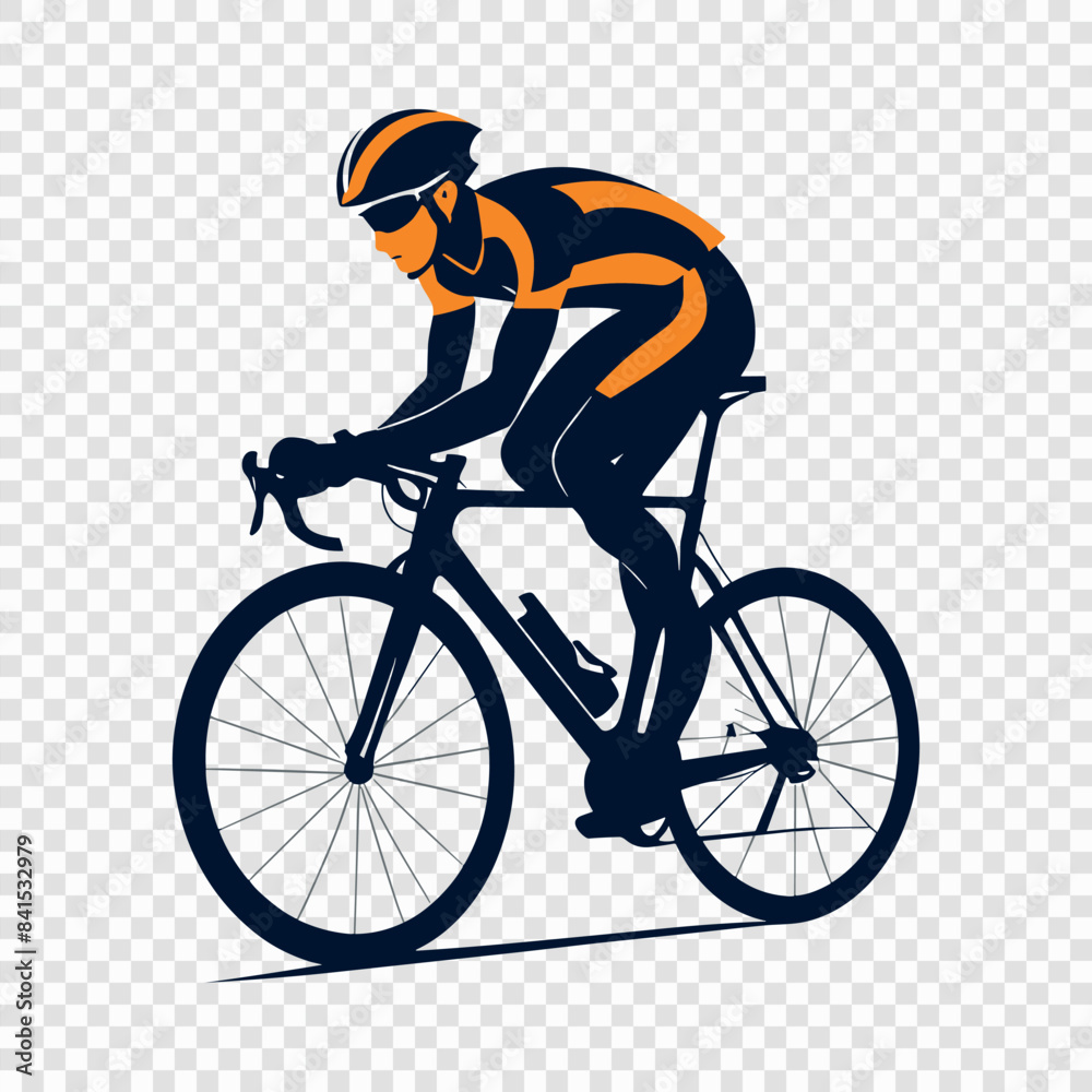 Naklejka premium cyclist in motion on a transparent background